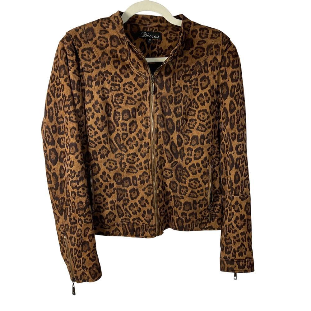 Vintage Y2K Baccini Cheetah Print Lightweight Zip Jacket Medium